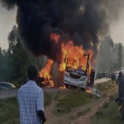 Guardian Angel bus bursts into Flame in Kisumu